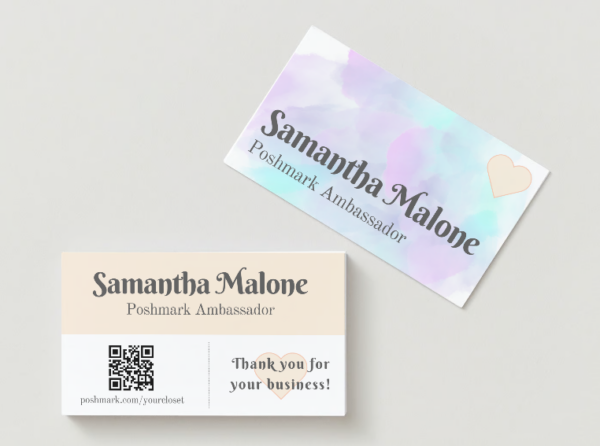 Mushroom Heart Poshmark Business Card Canva Template